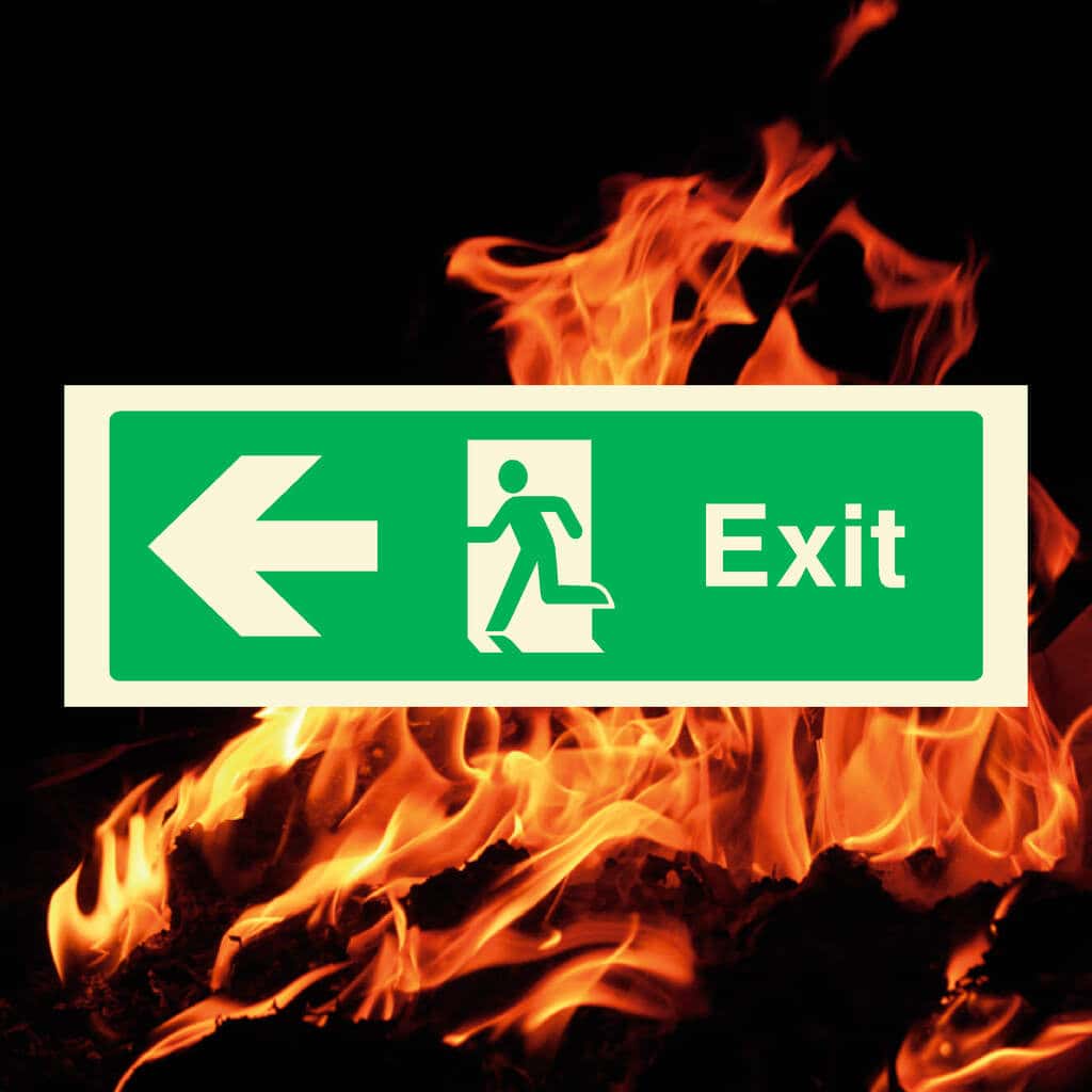 Leave Exit Sign Glow In The Dark Left Exit Sign – The Sign Shed