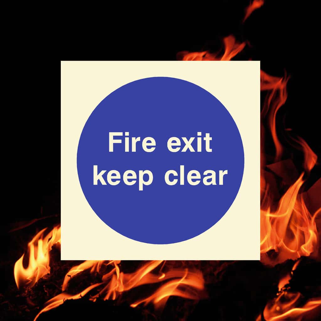 Glow In The Dark Fire Exit Keep Clear Sign - The Sign Shed