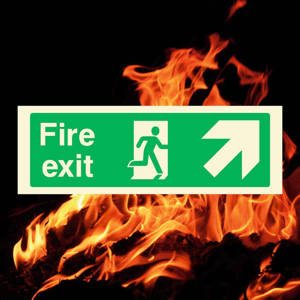 Fire Exit Glow Sign Up Right
