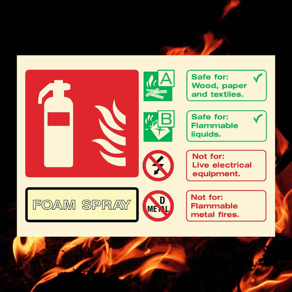 Glow In The Dark Foam Spray Fire Extinguisher Sign - The Sign Shed