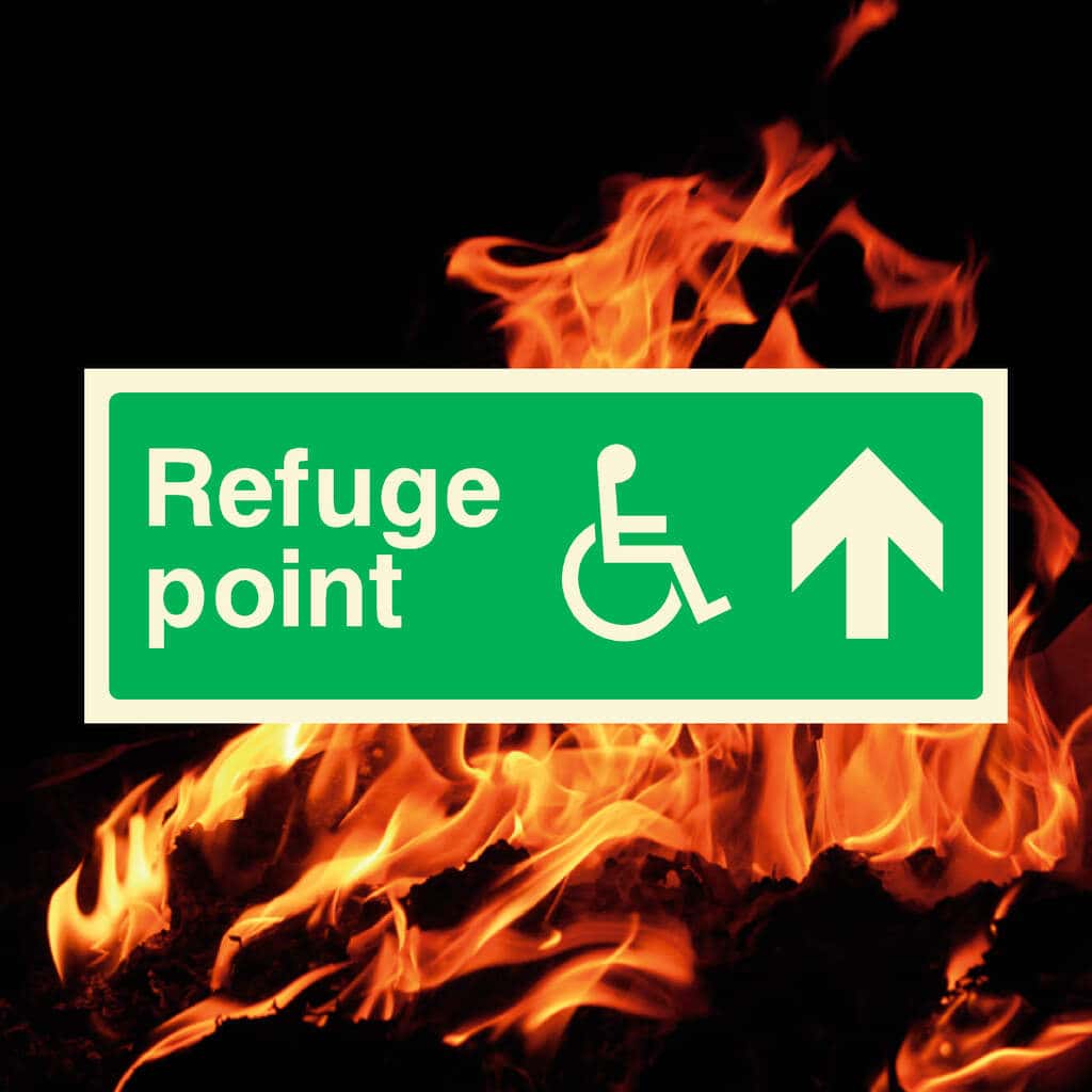 Glow In The Dark Refuge Fire Exit Sign Up Arrow - The Sign Shed