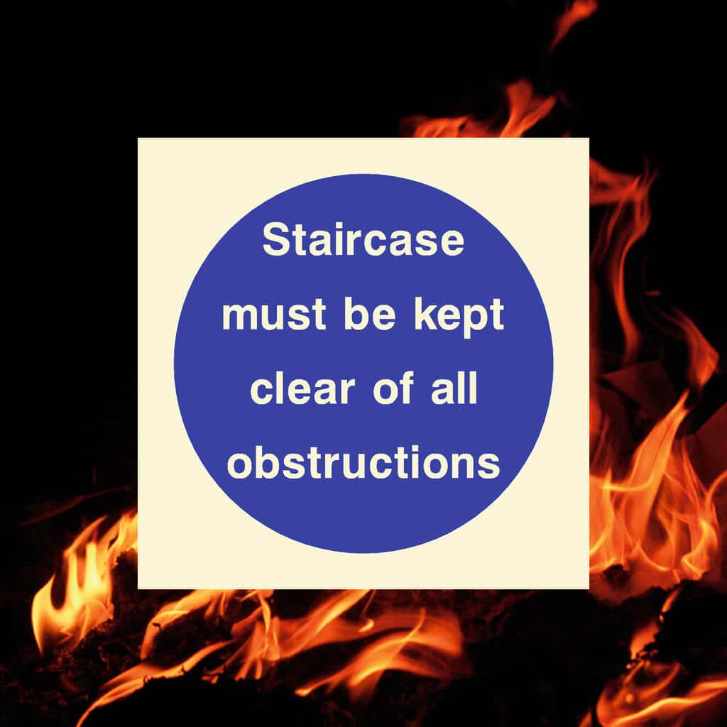 Glow In The Dark Staircase Clear Of Obstructions Sign - The Sign Shed