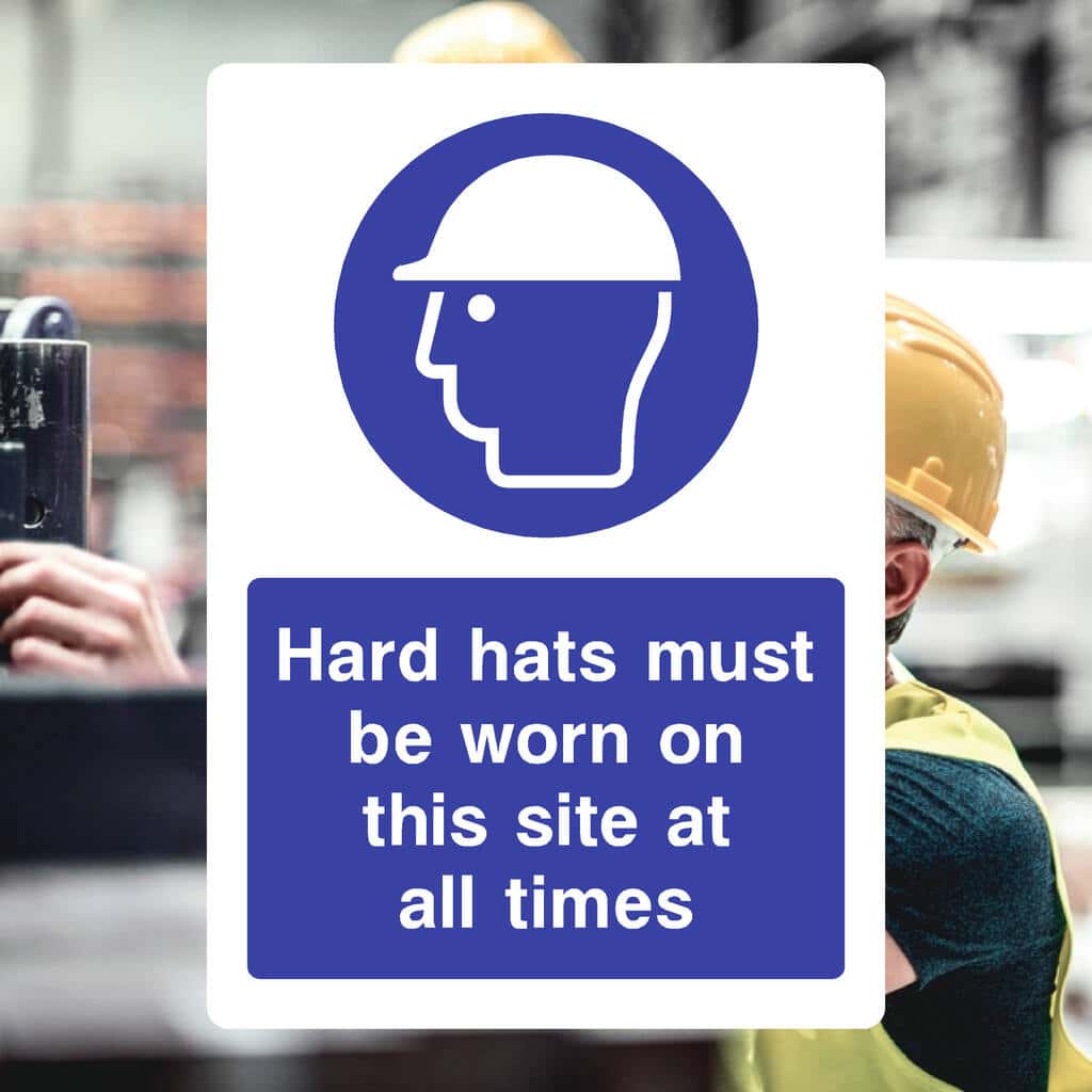 Hard Hats Sign Portrait Mandatory PPE Safety Sign