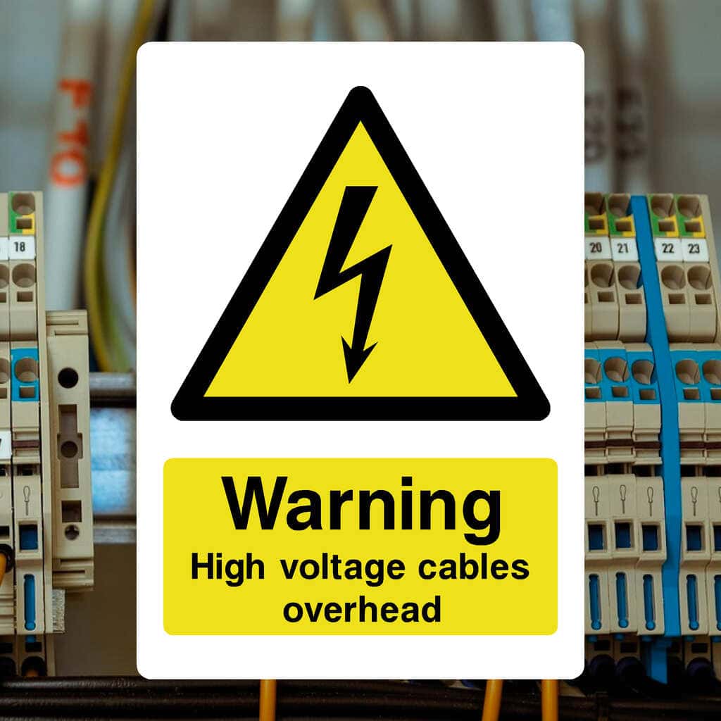 Cable Wire Sign High Voltage Cables Overhead Sign