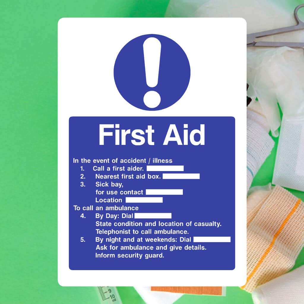 In The Event Of Accident Or Illness First Aid Sign - The Sign Shed