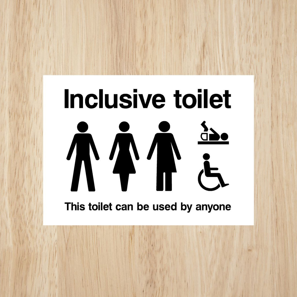 Inclusive Toilet Sign White | The Sign Shed