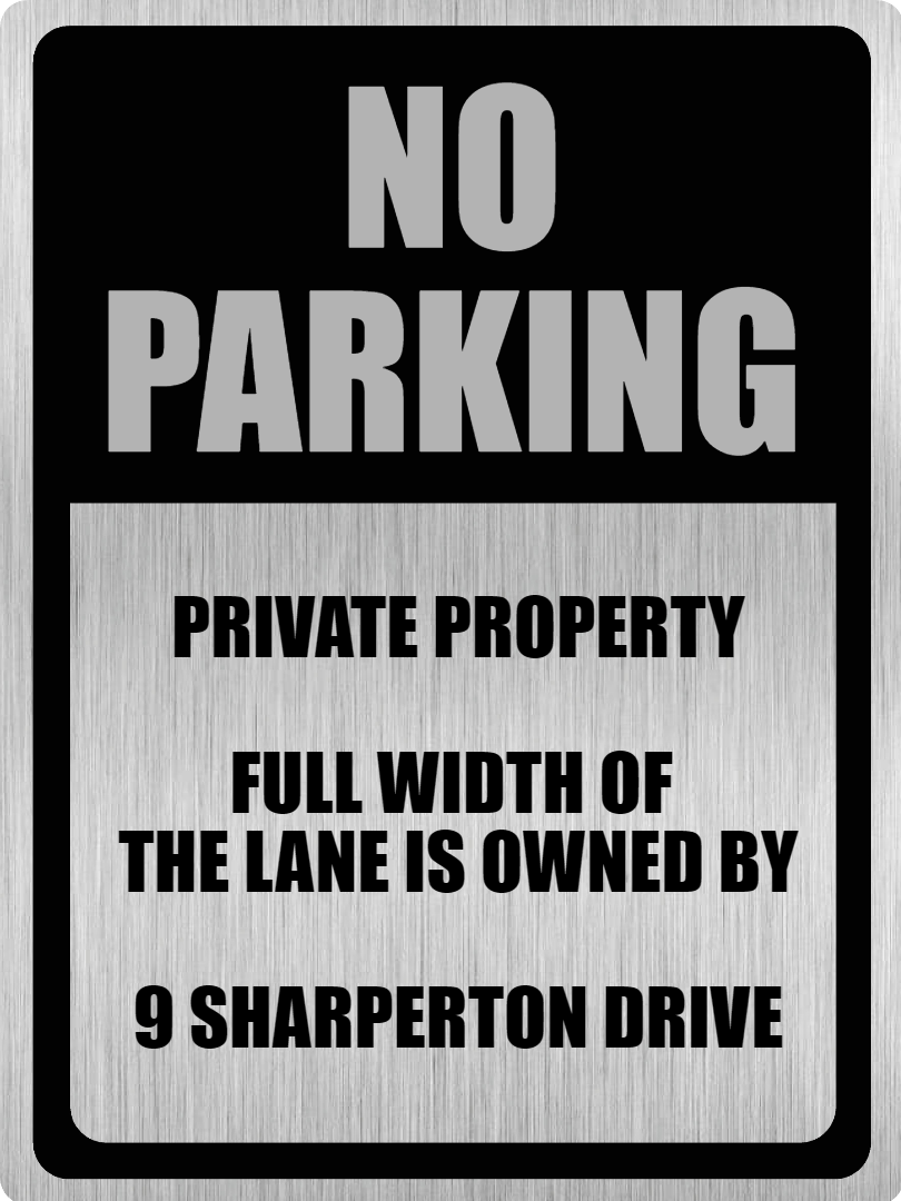 Custom Parking Sign | Black Header | Brushed Silver Version