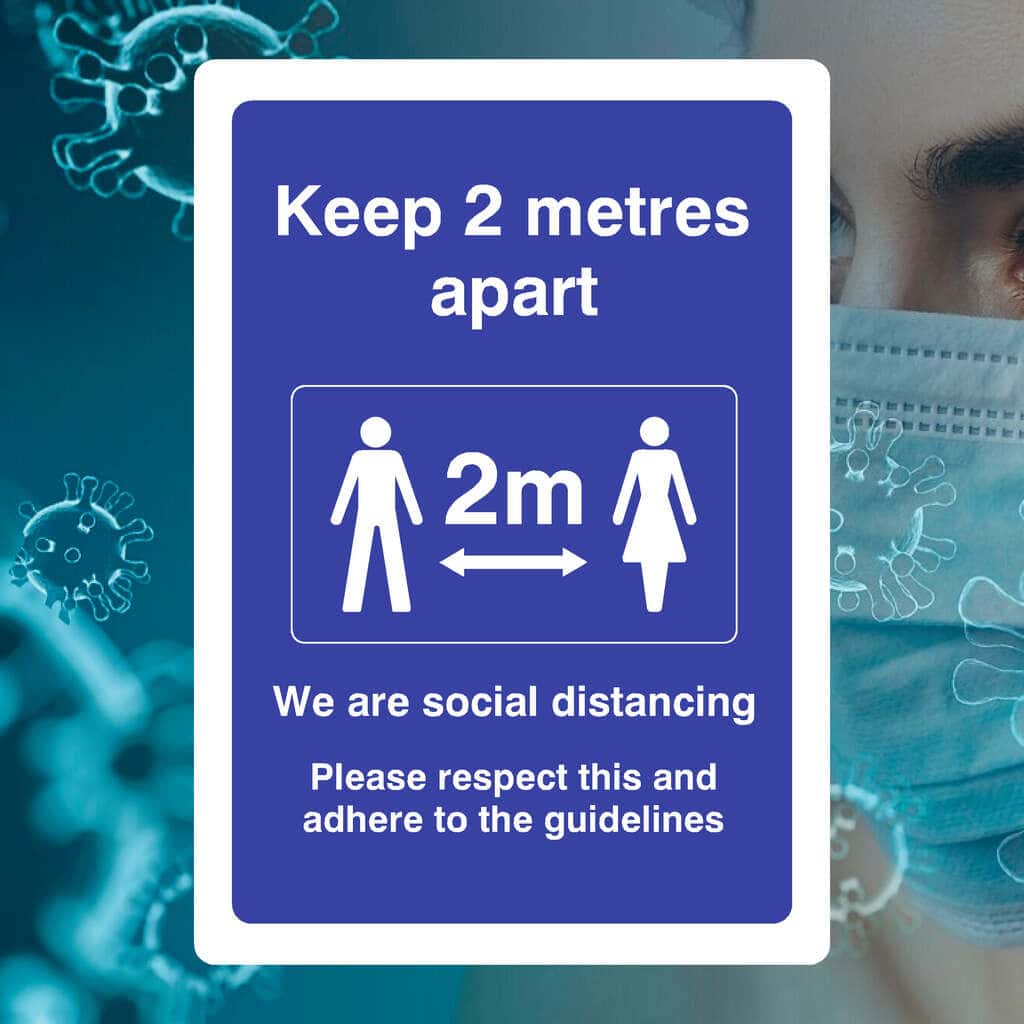 Keep 2 Metres Apart We Are Social Distancing Sign - The Sign Shed