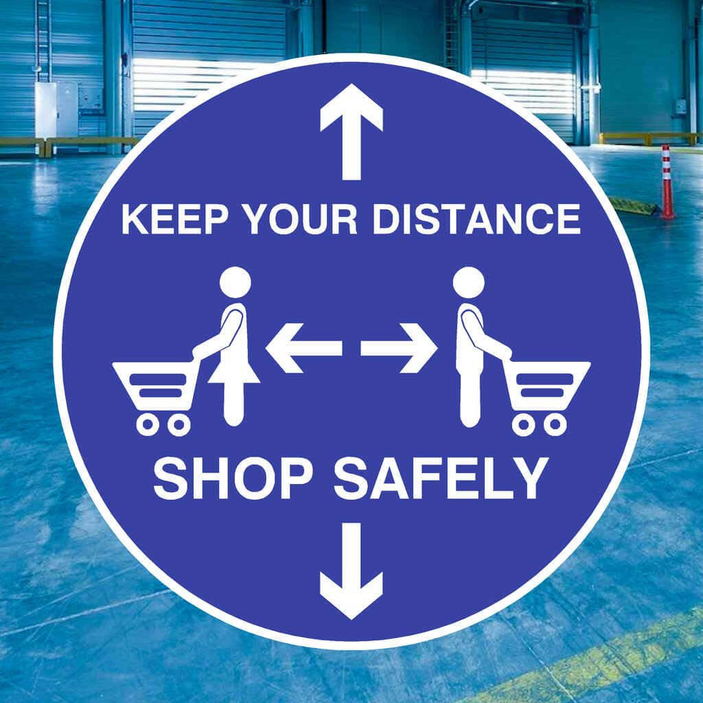 Keep Your Distance Shop Safely Floor Sticker - The Sign Shed