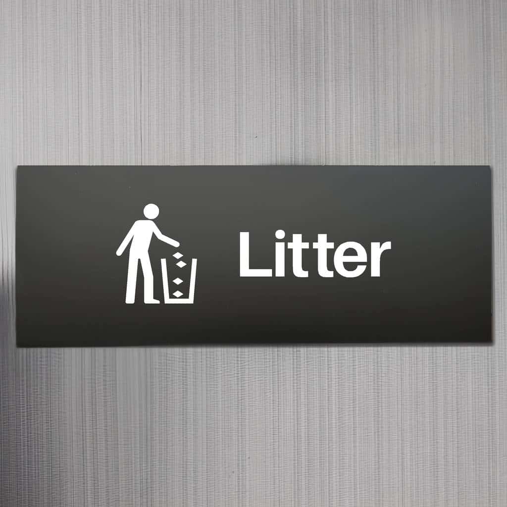 Litter Sign Black Landscape | Toilet & Washroom