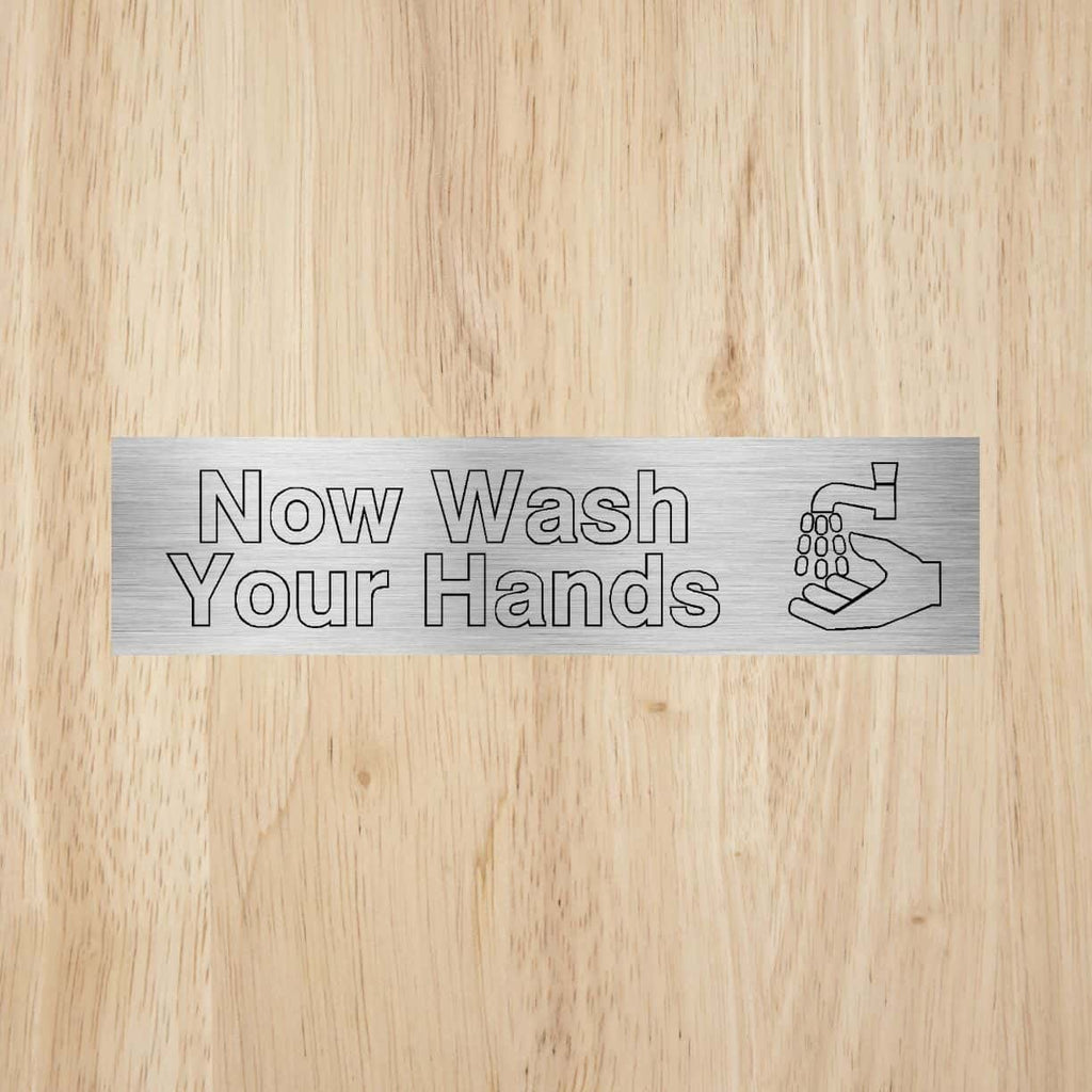 Lowercase Outline Silver Wash Hands Sign