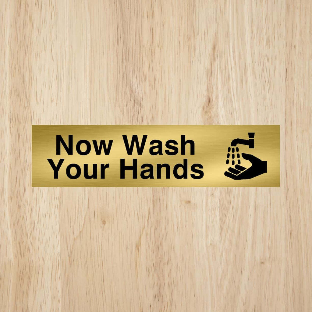 Lowercase Gold Wash Hands Sign