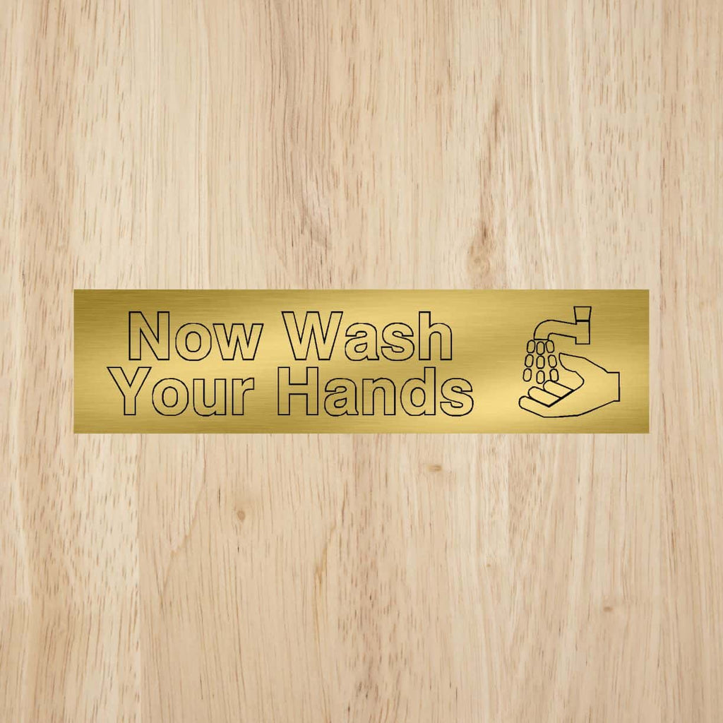 Lowercase Gold Wash Hands Sign