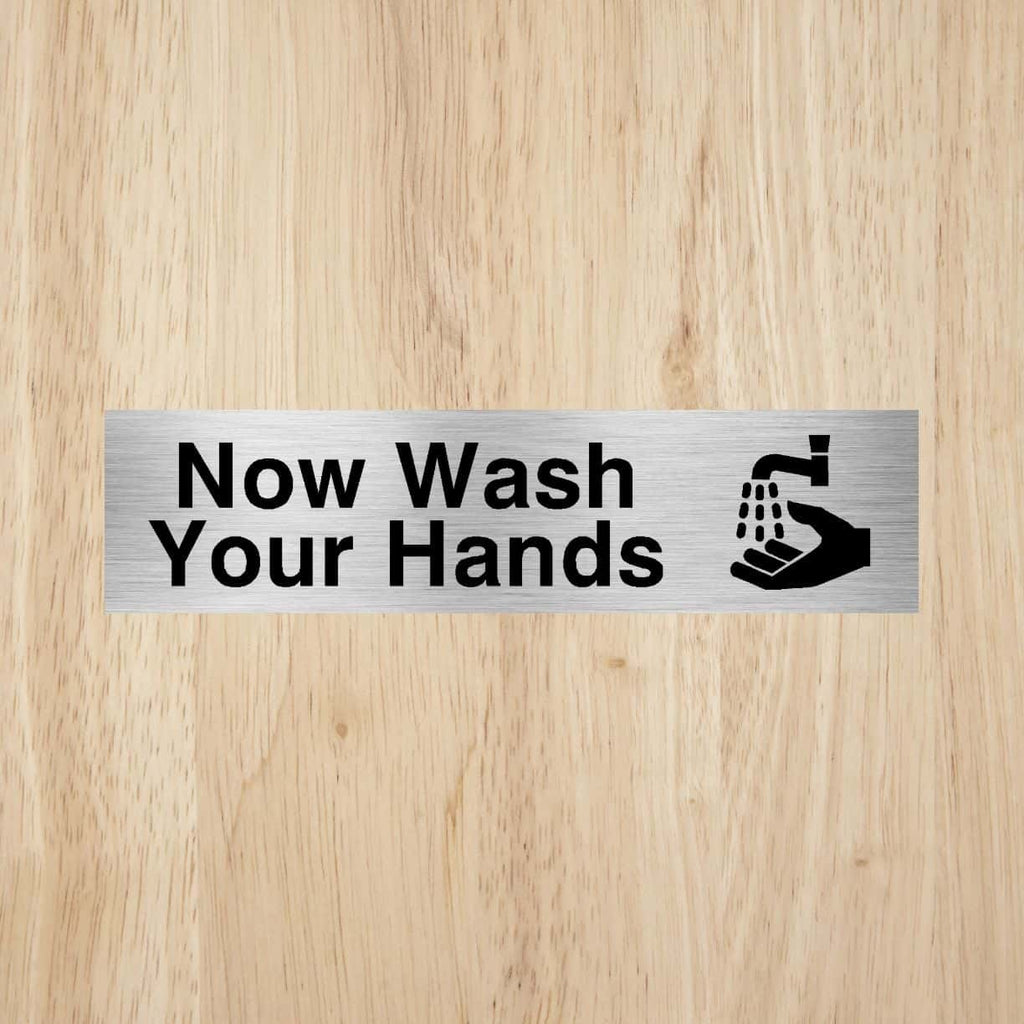 Lowercase Silver Wash Hands Sign