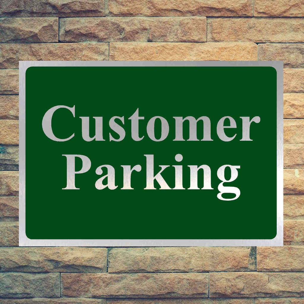Luxury Customer Parking Sign in Brushed Silver - The Sign Shed
