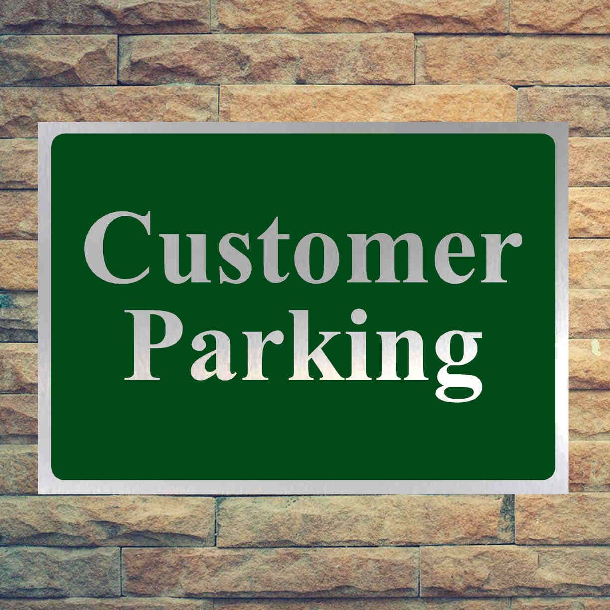 Luxury Customer Parking Sign in Brushed Silver - The Sign Shed