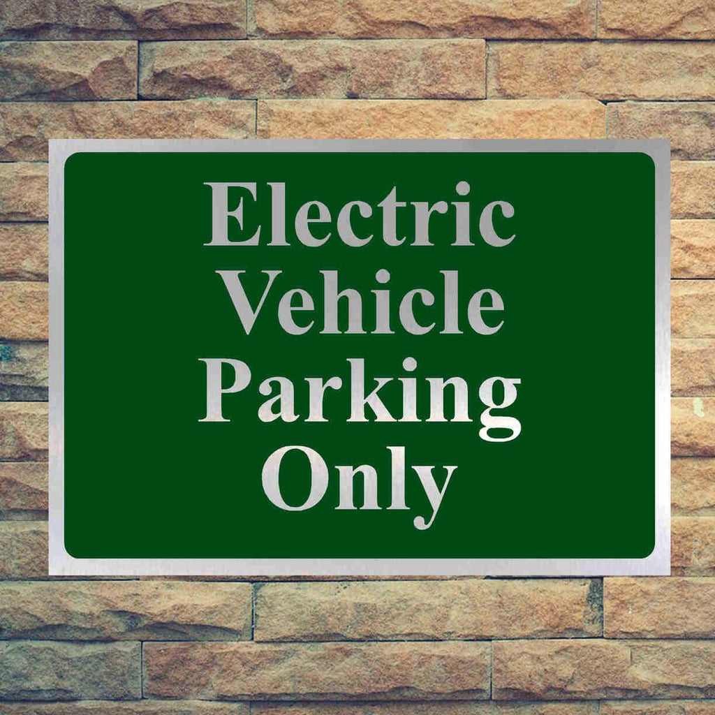 Luxury Electric Vehicle Only Parking Sign in Brushed Silver - The Sign Shed