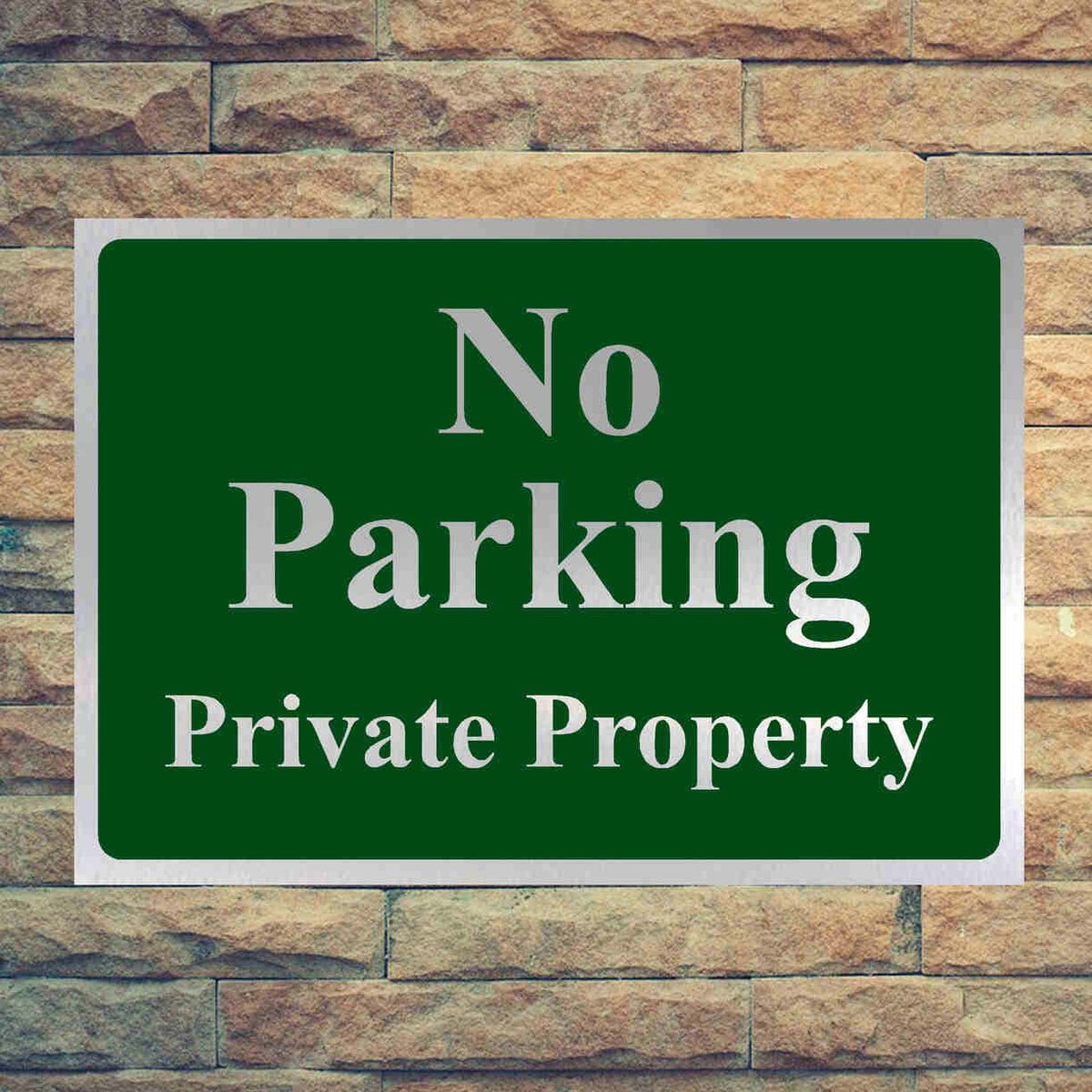Luxury No Parking Private Property Sign in Brushed Silver