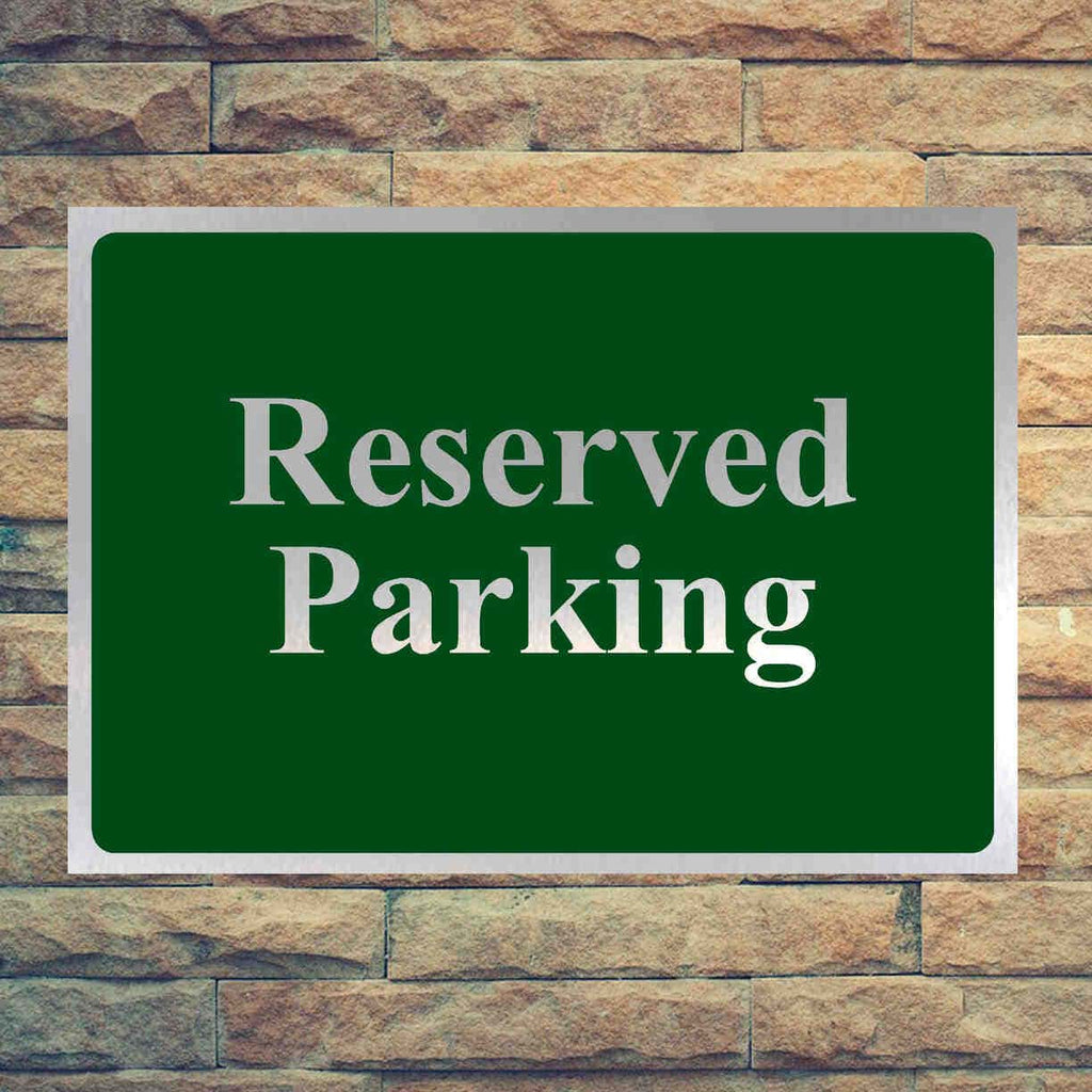 Luxury Reserved Parking Sign in Brushed Silver - The Sign Shed