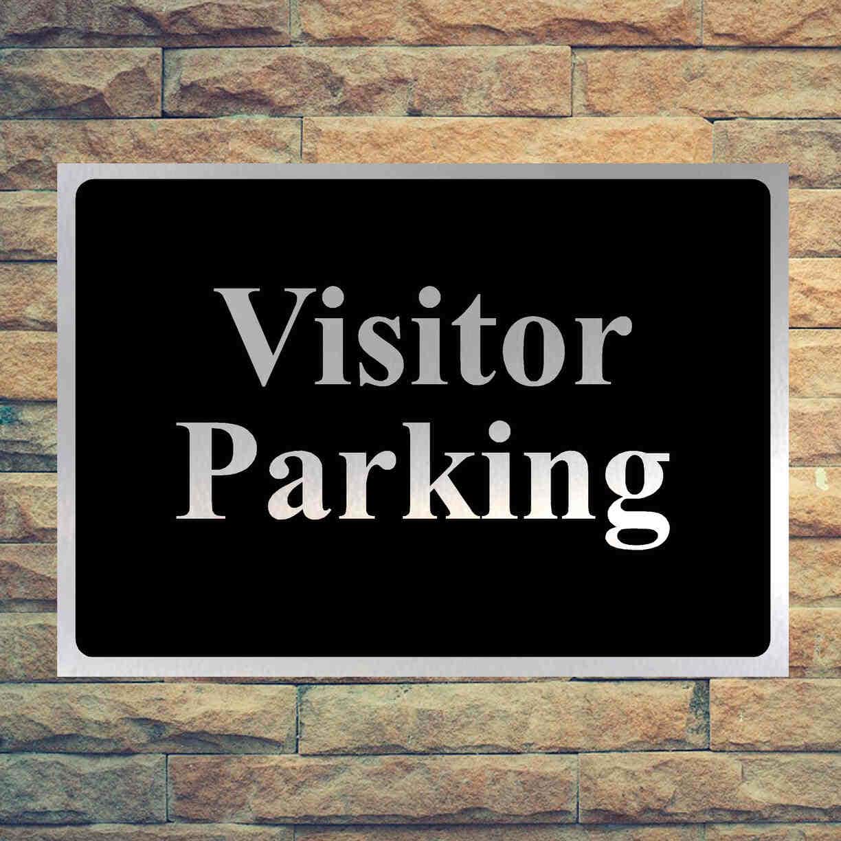 Luxury Visitor Parking Sign in Brushed Silver - The Sign Shed