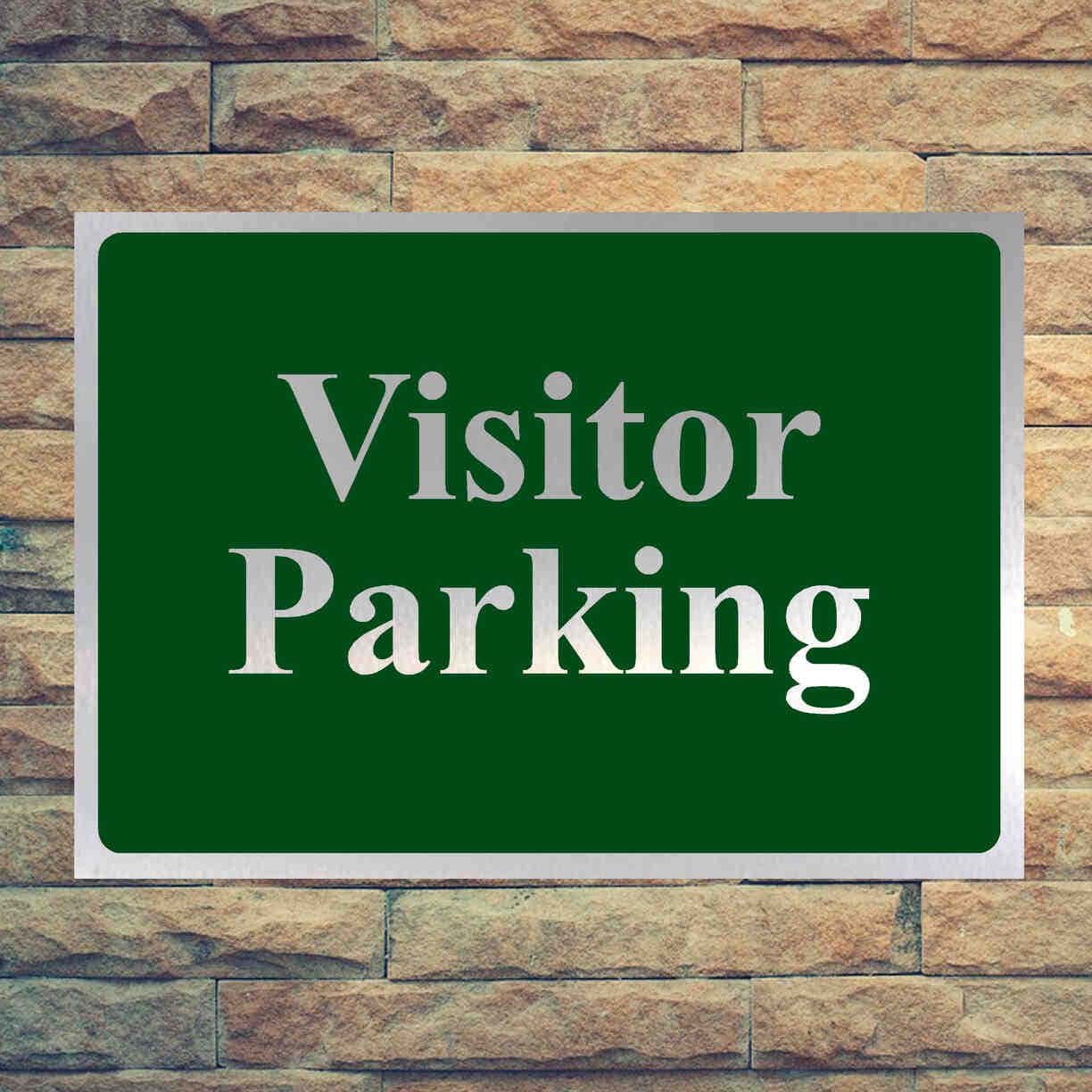 Luxury Visitor Parking Sign in Brushed Silver - The Sign Shed