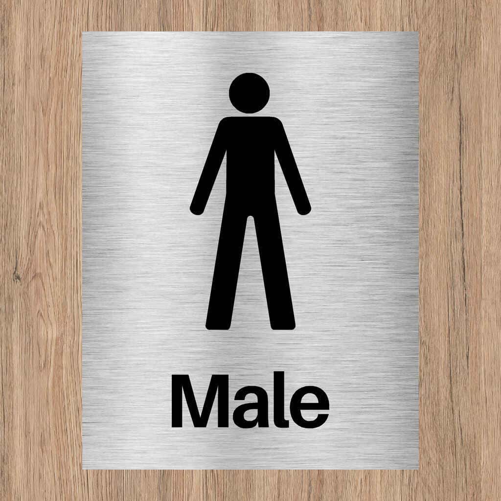 Brushed Aluminium Male Sign – Sleek Toilet Sign