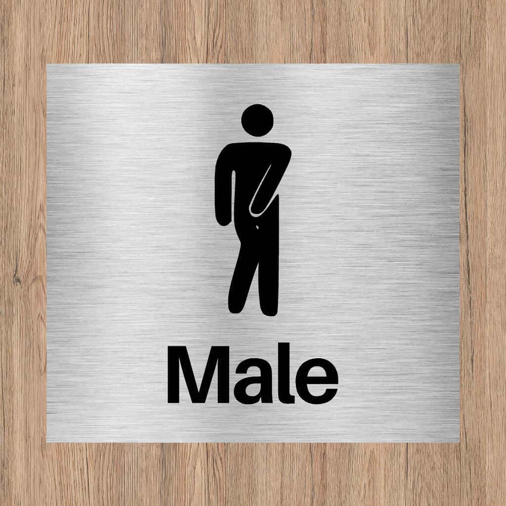 Male Toilet Comic Sign | Brushed Silver Washroom Sign – The Sign Shed