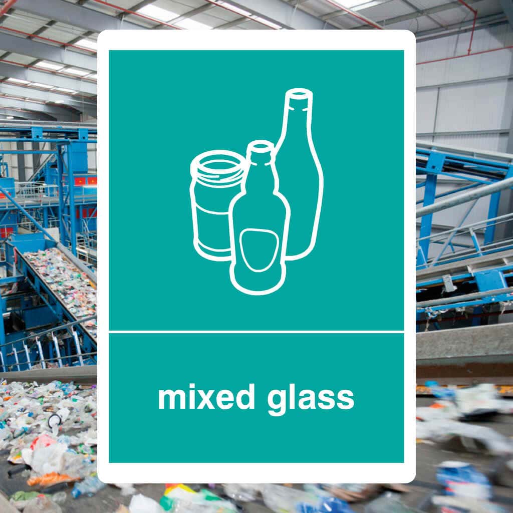 Mixed Glass Recycling Sign - The Sign Shed