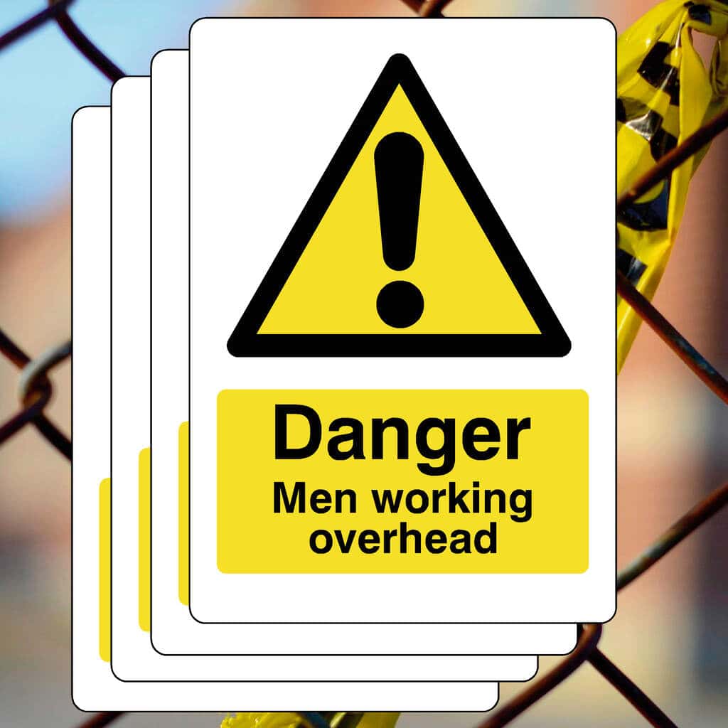 Over Work Sign Men Overhead Work Sign Pack – 5 Signs Safety – The Sign Shed