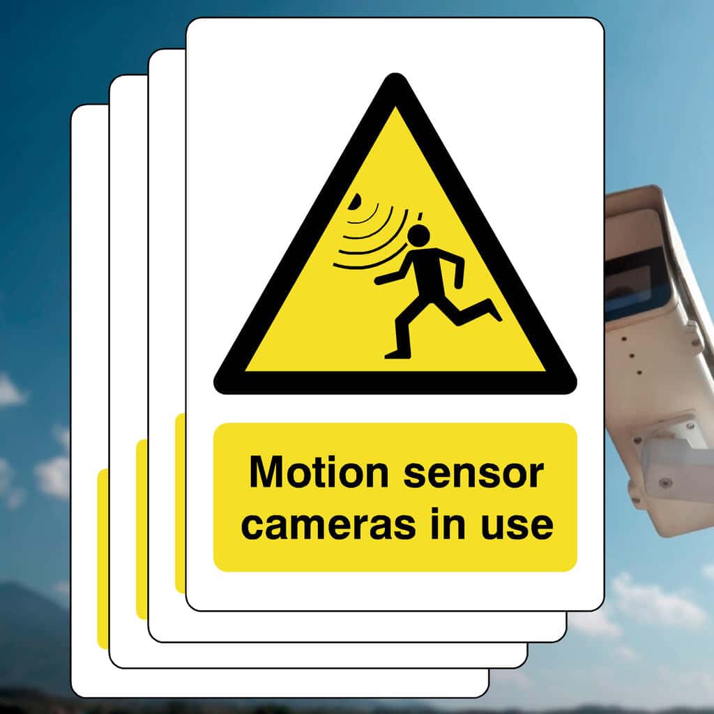 Multipack Motion Sensor Cameras In Use Sign 5 Pack