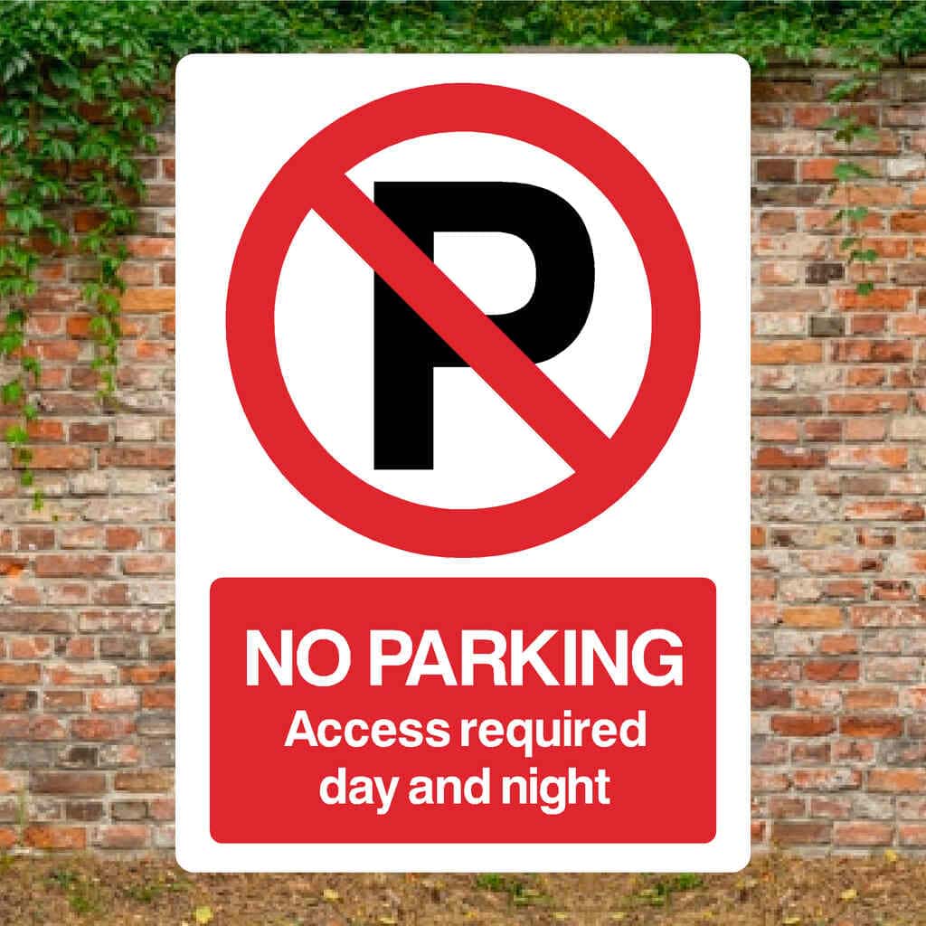 No Parking Access Required Day And Night P Sign Portrait - The Sign Shed