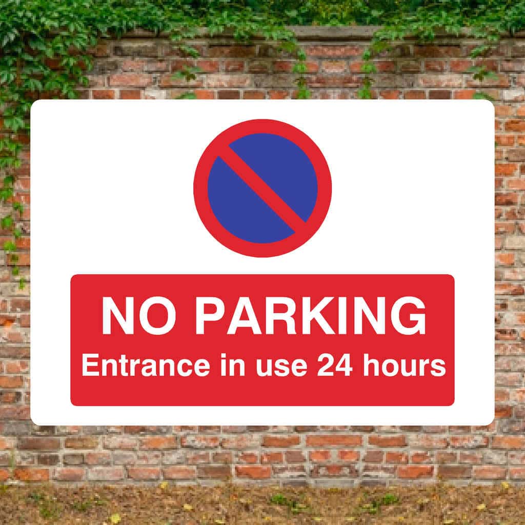 No Parking Entrance 24 Hours At Any Time Landscape - The Sign Shed