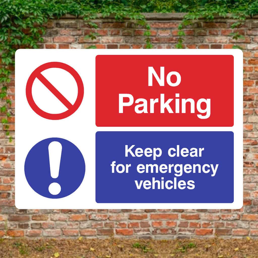 No Parking Keep Clear Emergency Vehicles Sign - The Sign Shed