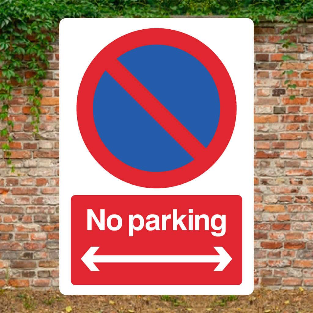 No Parking Left And Right Arrow At Any Time Sign Portrait - The Sign Shed