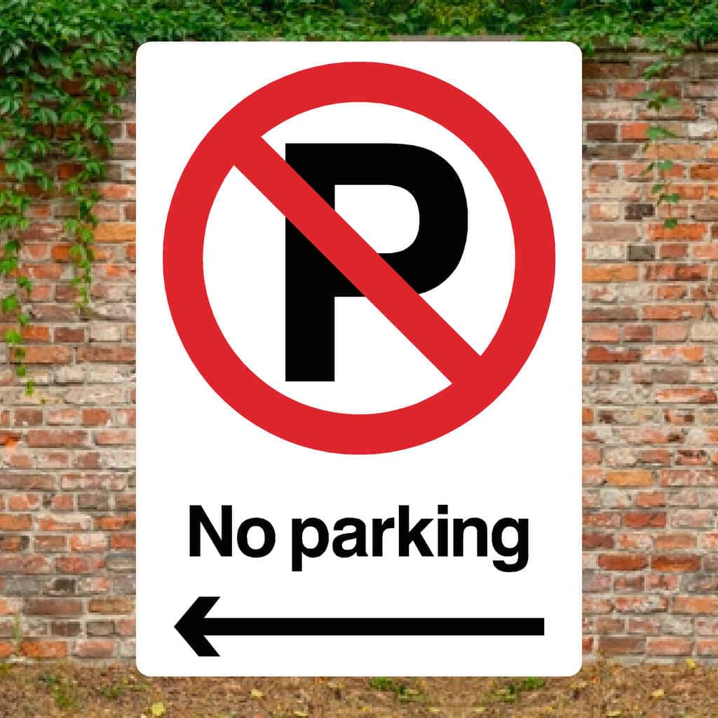 No Parking Left Arrow Prohibition P Sign Portrait - The Sign Shed