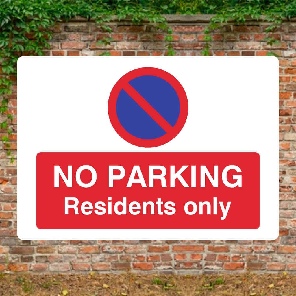 No Parking Residents Only At Any Time Landscape - The Sign Shed