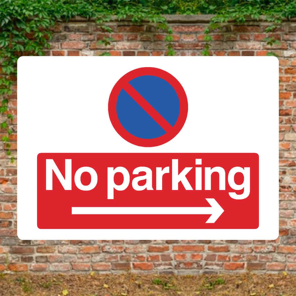 No Parking Right Arrow At Any Time Sign Landscape - The Sign Shed