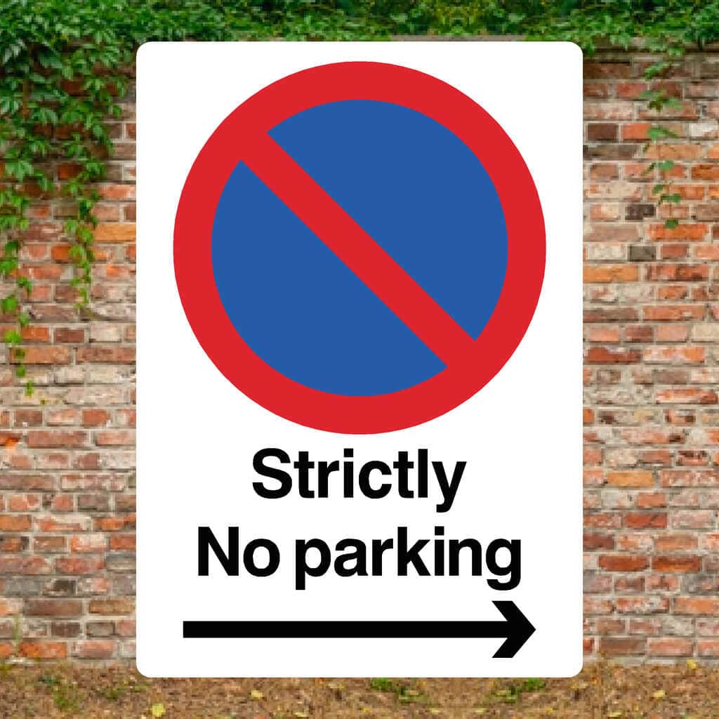 No Parking Right Arrow At Any Time Sign Portrait - The Sign Shed