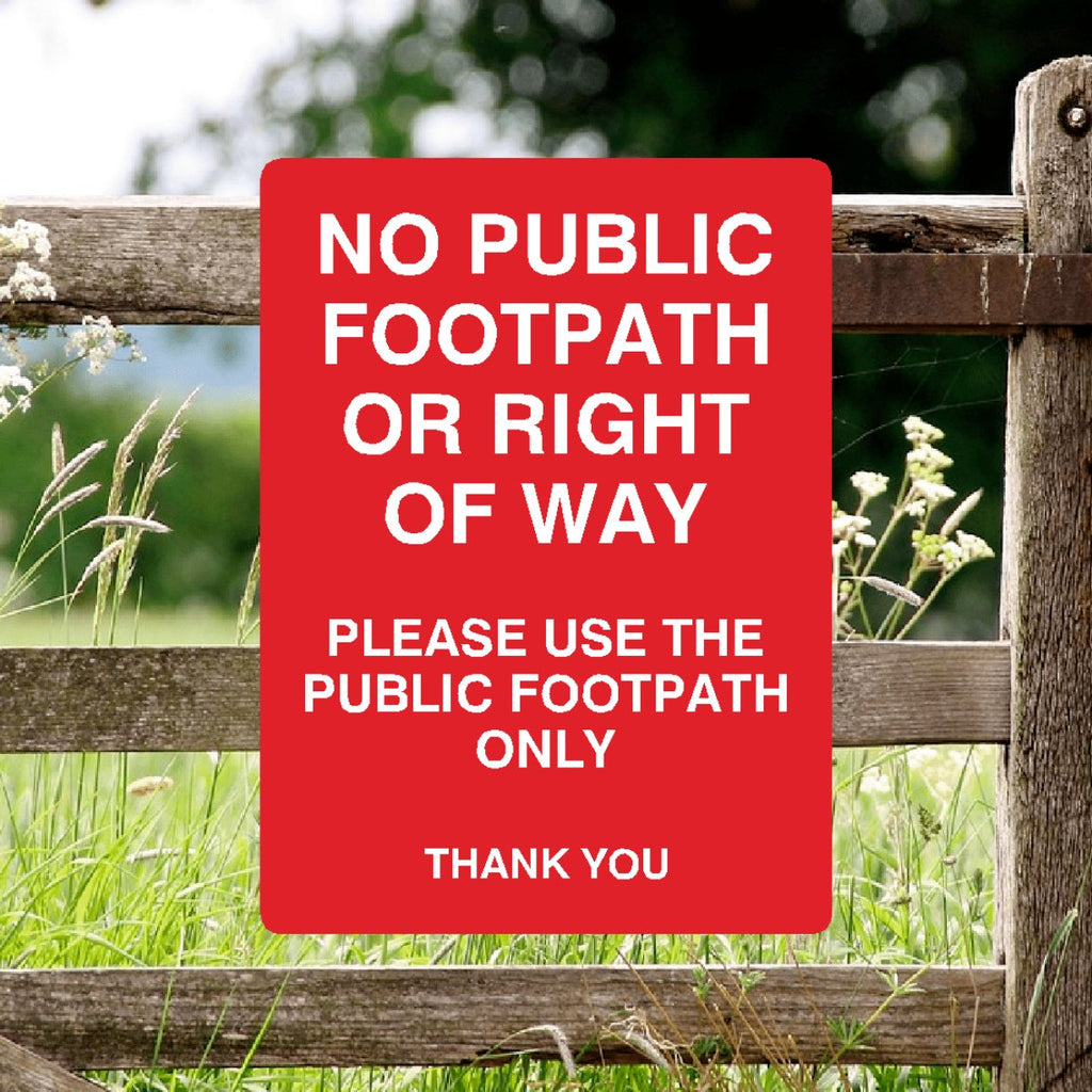 No Public Footpath Or Right Of Way Full Colour Sign Portrait - The Sign Shed