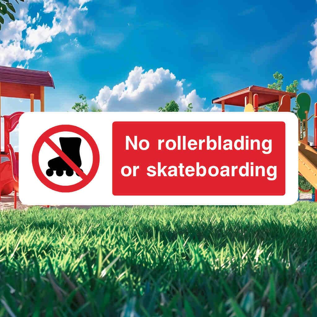 No Rollerblading Or Skateboarding Sign - The Sign Shed