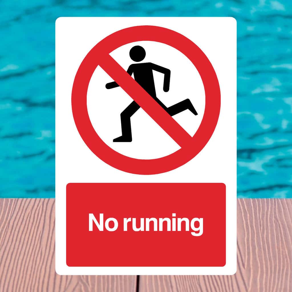 Runnign Sign No Running Safety Sign – Water & Hazard Prohibition – The Sign Shed