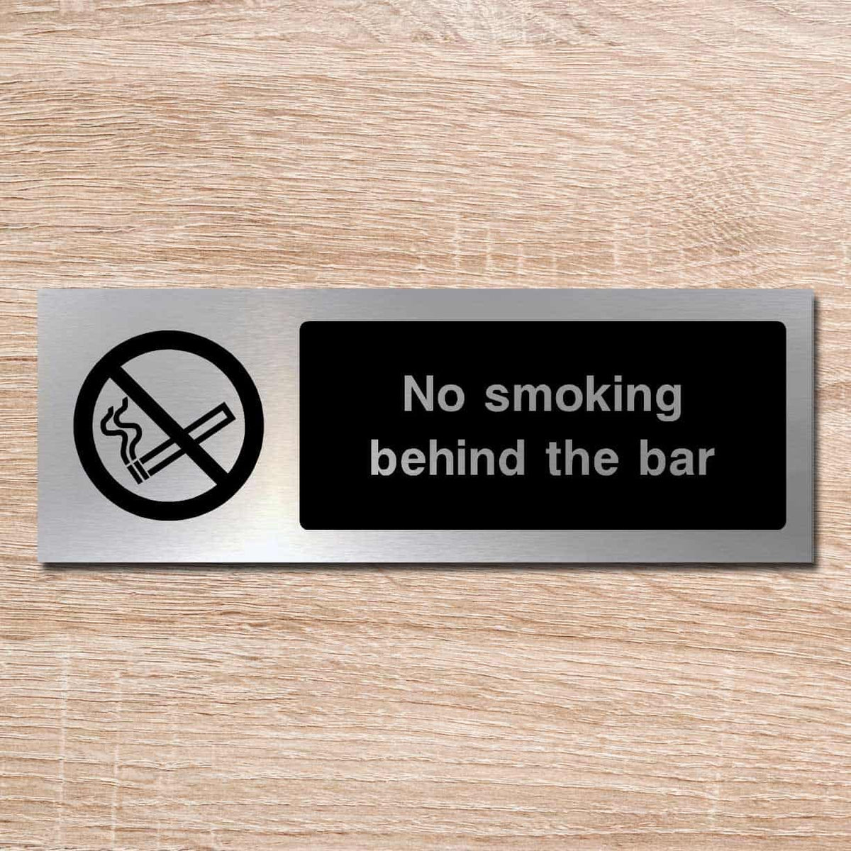 No Smoking Bar Sign – Brushed Silver, UK Compliant