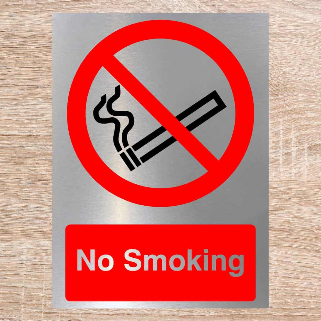 No Smoking Sign in Brushed Silver - The Sign Shed
