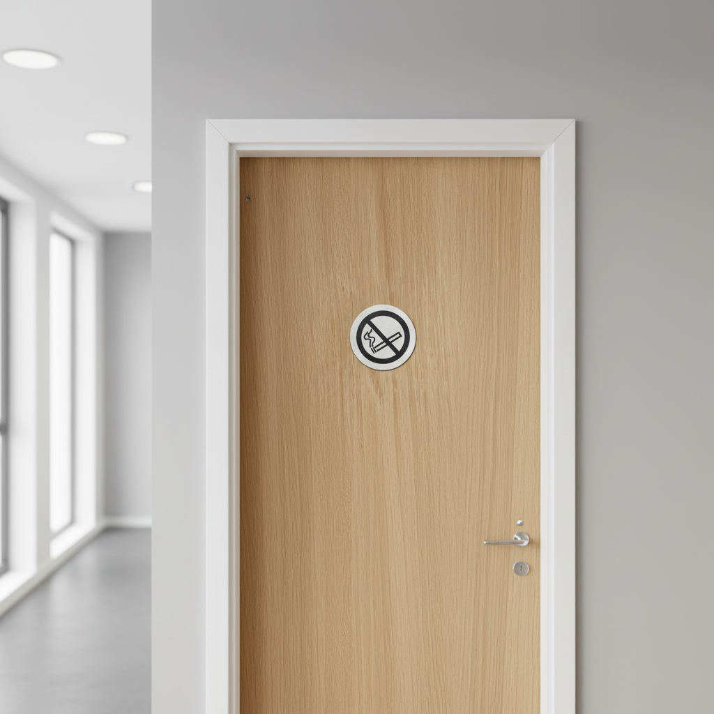No Smoking Sign on office door
