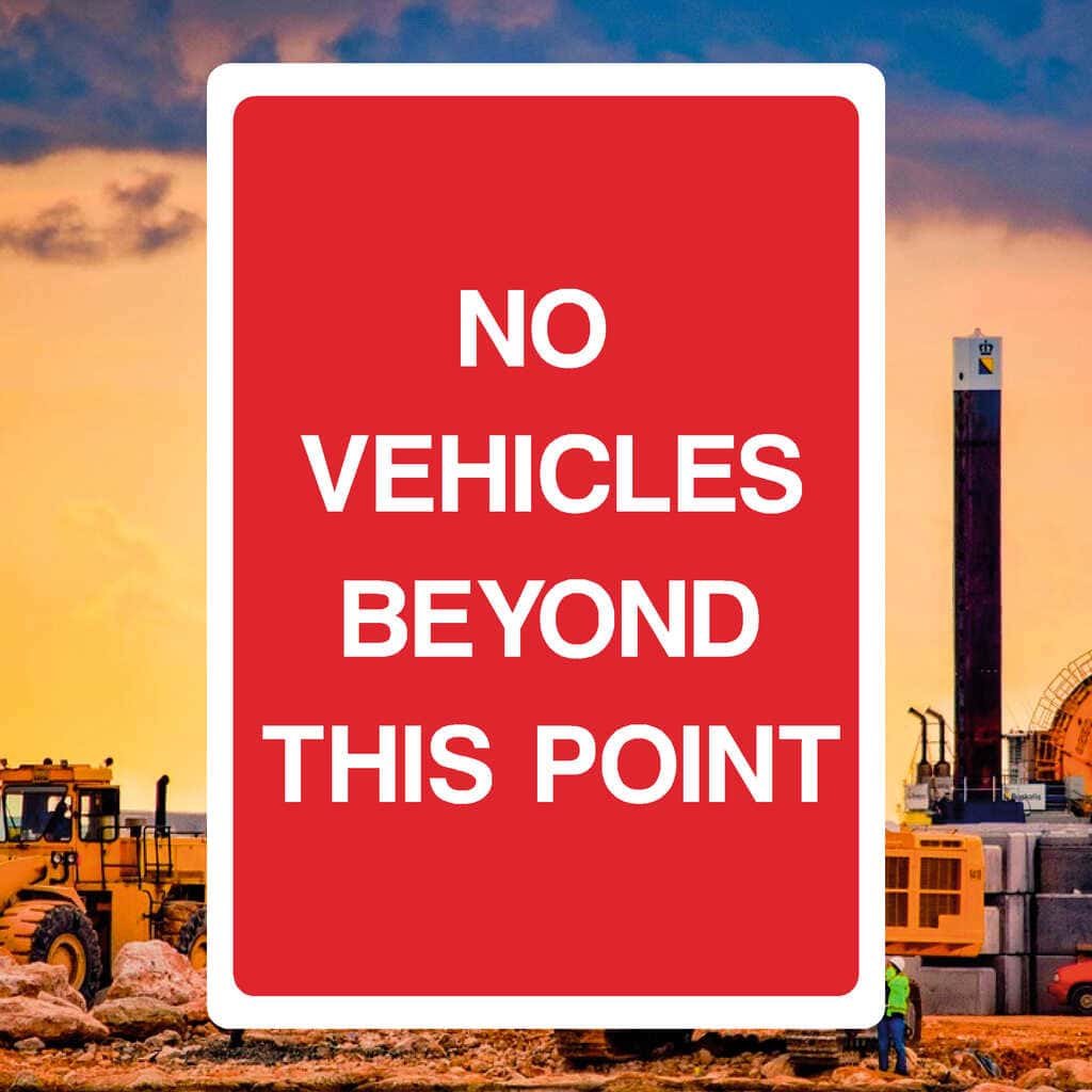 No Vehicles Beyond This Point Sign Portrait - The Sign Shed