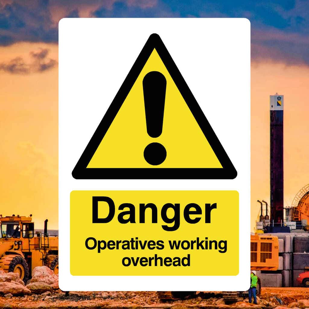 Operatives Overhead Sign – ISO‑7010 UK Safety Warning