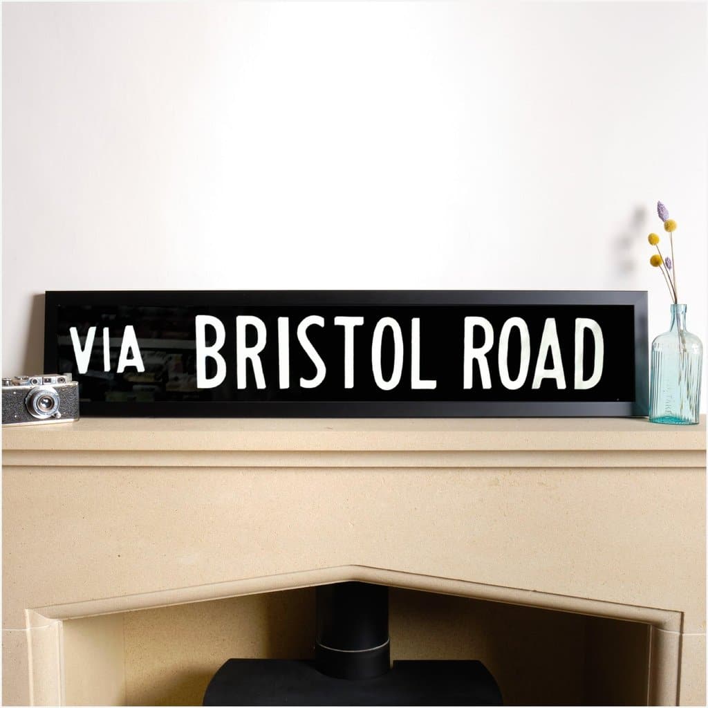 Original Framed Bus Destination Blind - Bristol Road - The Sign Shed