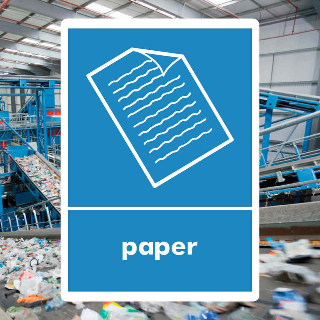 Paper Recycling Sign Paper & Cardboard Recycle Portrait Wall Sign