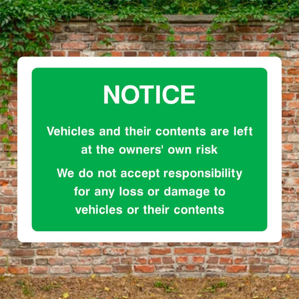 Parking Disclaimer Sign – Durable UK Safety Sign – The Sign Shed