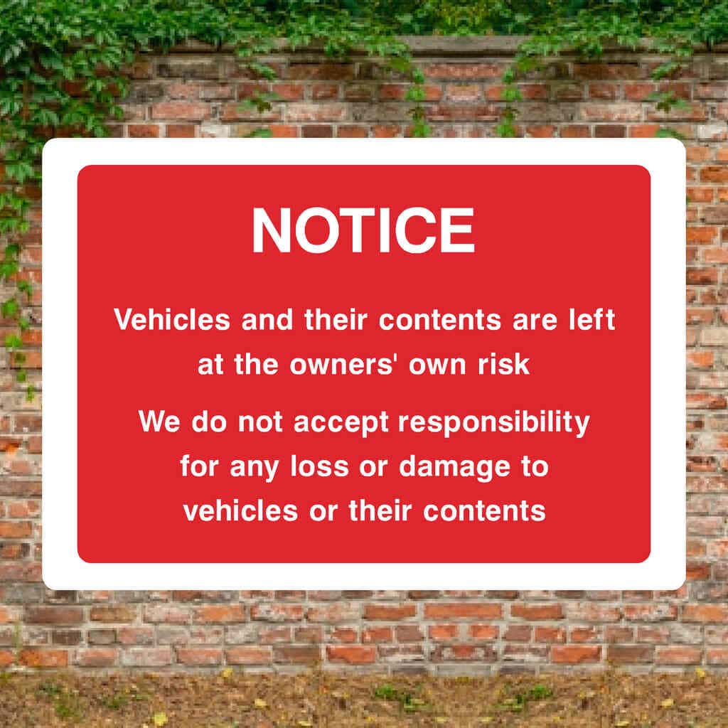 Parking Disclaimer Sign – Durable UK Safety Sign – The Sign Shed